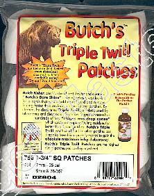 BUTCH'S  -  Loop Reiniging Doekjes  -  TRIPLE TWILL  -  kaliber .270 / 7mm tot .35 / 9mm  -  maat 45mm vierkant  -  inhoud 750 stuks